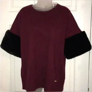New Michael Kors  faux fur sleeve sweater M
